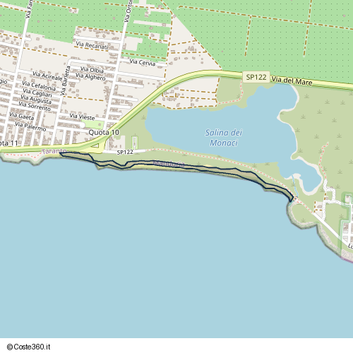 Posizione della spiaggia Spiaggia nei pressi di SP122, Manduria