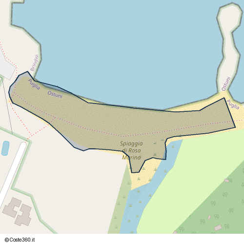 Posizione della spiaggia Spiaggia nei pressi di Strada Comunale n.171 - Via del Procaccio I, Ostuni