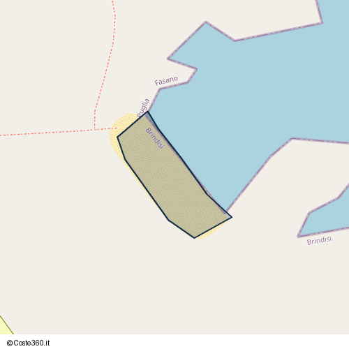 Posizione della spiaggia Spiaggia nei pressi di SP 90 di Egnazia e delle Terme di Torre Canne Tronco Monopoli Torre Canne, Fasano