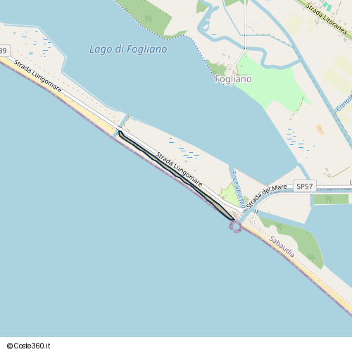 Posizione della spiaggia Spiaggia nei pressi di Strada Lungomare, Latina, 04100