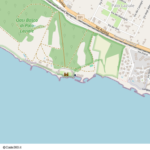 Posizione della spiaggia Spiaggia nei pressi di Lungomare, Ladispoli, 00055