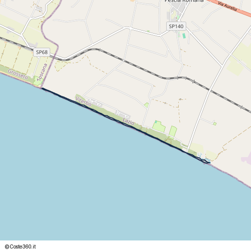 Posizione della spiaggia Spiaggia nei pressi di Montalto di Castro, 01014