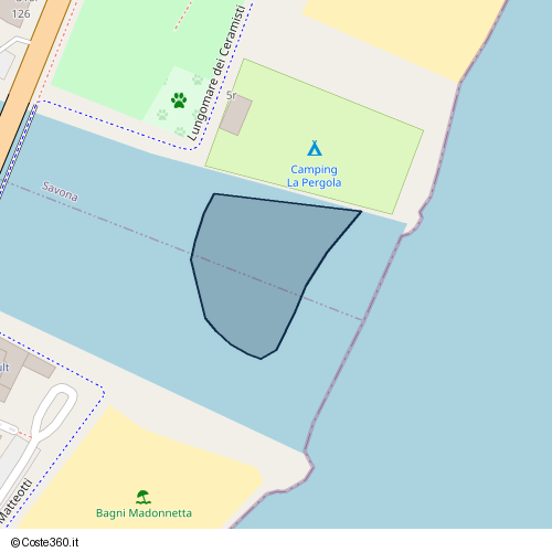 Posizione della spiaggia Spiaggia nei pressi di Lungomare dei Ceramisti, Zinola, Savona, 17047