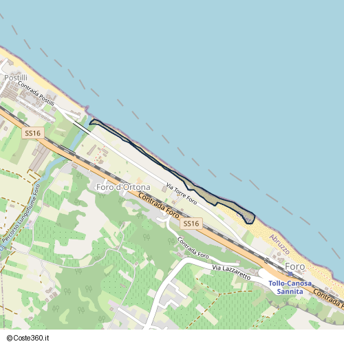 Posizione della spiaggia Spiaggia nei pressi di Via Torre Foro, Foro, Ortona