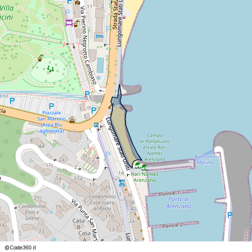 Posizione della spiaggia Spiaggia nei pressi di Via di Francia, Borghetto, Arenzano, 16011