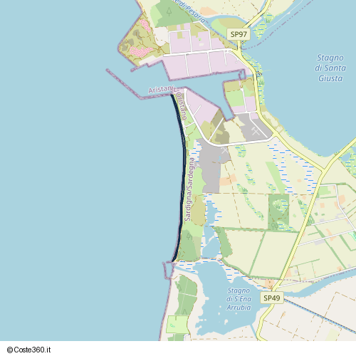 Posizione della spiaggia Spiaggia nei pressi di Via Ezio Martini, Santa Justa/Santa Giusta, 09096