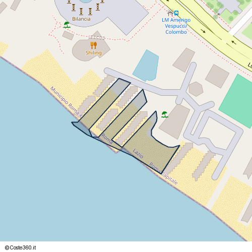 Posizione della spiaggia Spiaggia nei pressi di Lido di Castel Fusano, Roma, 00122