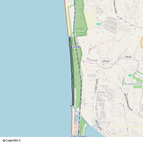 Posizione della spiaggia Spiaggia nei pressi di Antro della Sibilla (Dromos), Pozzuoli, 80072