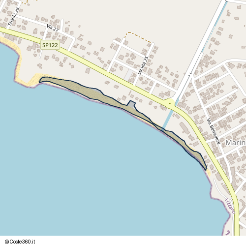 Posizione della spiaggia Spiaggia nei pressi di SP122, Lizzano