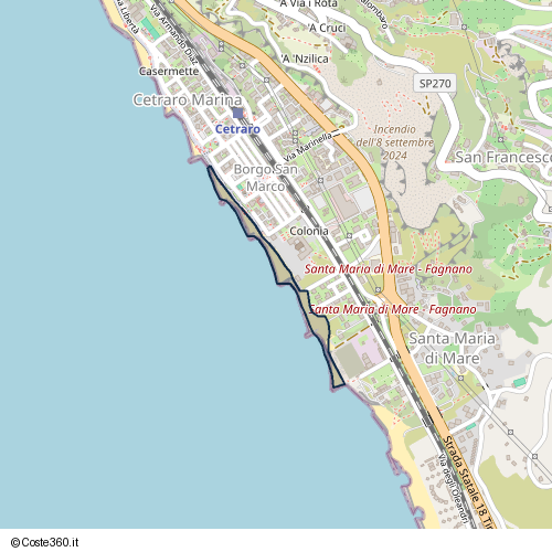 Posizione della spiaggia Spiaggia nei pressi di Via Indipendenza, Cetraro Marina, Cetraro, 87022