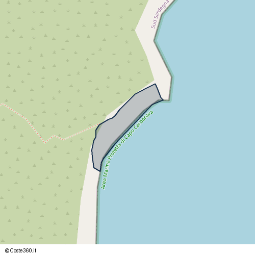 Posizione della spiaggia Spiaggia nei pressi di Strada Provinciale 18, Crabonaxa/Villasimius, 09049