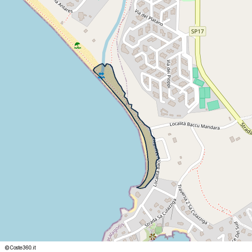 Posizione della spiaggia Spiaggia nei pressi di Località Baccu Mandara 16, Maracalagonis, 09040