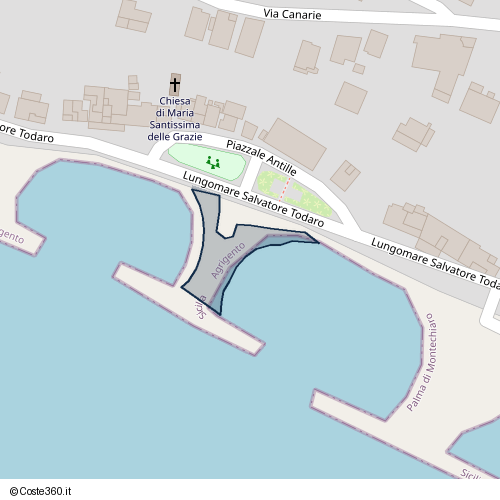 Posizione della spiaggia Spiaggia nei pressi di Lungomare Salvatore Todaro, Palma di Montechiaro, 92044