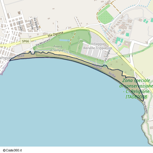 Posizione della spiaggia Spiaggia nei pressi di Viale della Pineta, Scicli, 97018