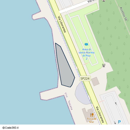 Posizione della spiaggia Spiaggia nei pressi di Via Litoranea 1, Pisa, 56128