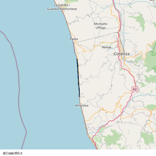 Posizione della spiaggia Spiaggia nei pressi di Fiumefreddo Bruzio
