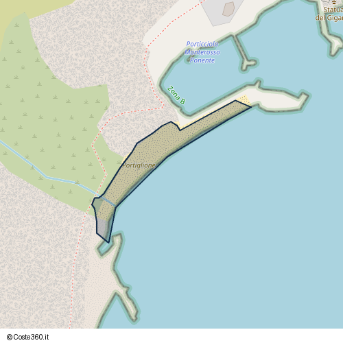 Posizione della spiaggia Spiaggia nei pressi di Via E. Montale, Monterosso al Mare, 19016