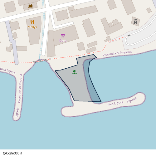 Posizione della spiaggia Spiaggia nei pressi di Corso Villaregia, Riva Ligure, 18015