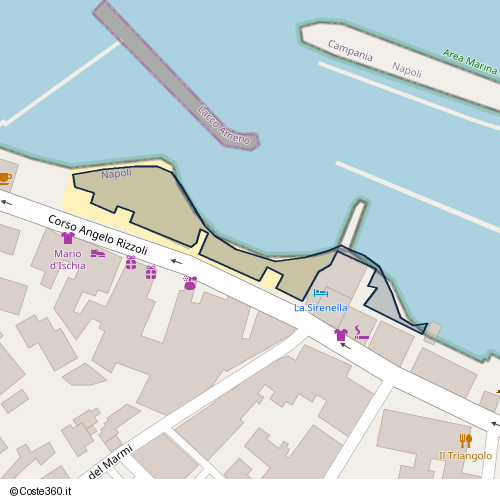 Posizione della spiaggia Spiaggia nei pressi di Corso Angelo Rizzoli 41, Lacco Ameno, 80076