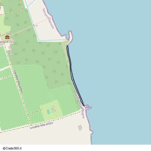 Posizione della spiaggia Spiaggia nei pressi di Località Villa d'Orri, Sarrocu/Sarroch, 09018