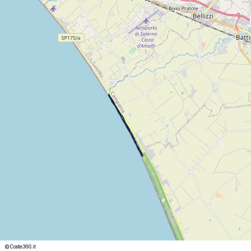 Posizione della spiaggia Spiaggia nei pressi di Battipaglia