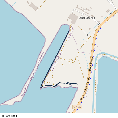 Posizione della spiaggia Spiaggia nei pressi di Strada Statale 126 Sud Occidentale Sarda, Santu Antiogu/Sant'Antioco, 09017