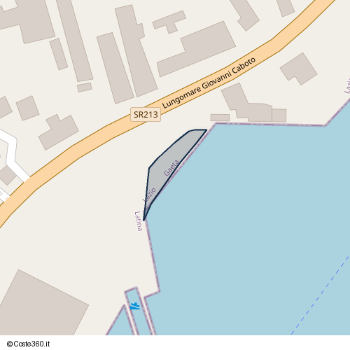 Posizione della spiaggia Spiaggia nei pressi di Lungomare Giovanni Caboto, Gaeta, 04024