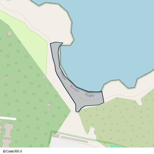 Posizione della spiaggia Spiaggia nei pressi di Strada Comunale n.171 - Via del Procaccio I, Ostuni