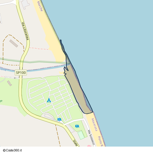 Posizione della spiaggia Spiaggia nei pressi di Viale Ludovico Scarfiotti, Porto Recanati, 60026