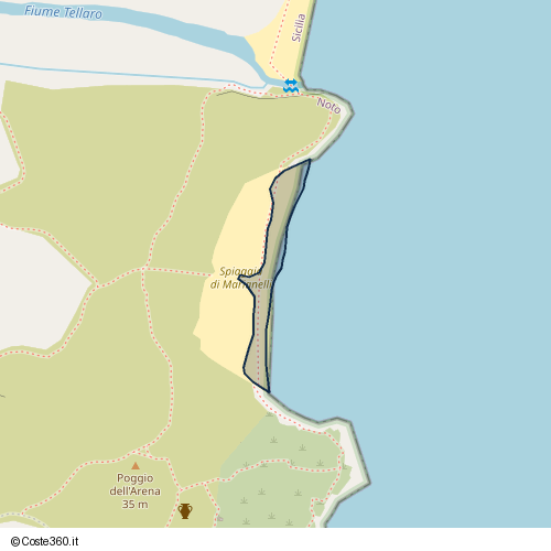 Posizione della spiaggia Spiaggia nei pressi di ex Via Elorina, Noto, 96017