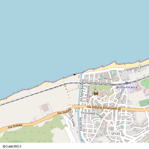 Posizione della spiaggia Spiaggia nei pressi di Brolo, 98061