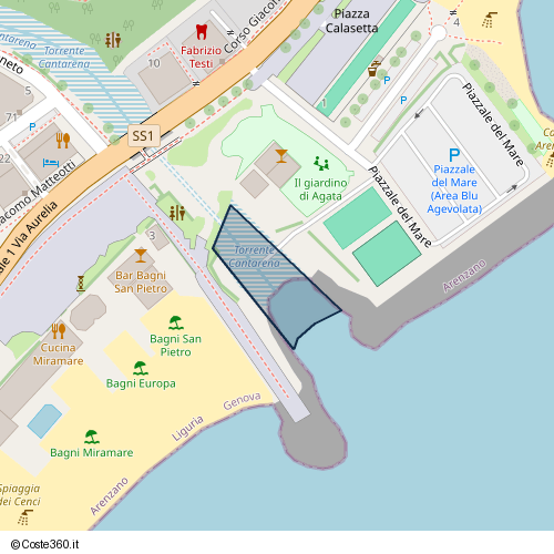 Posizione della spiaggia Spiaggia nei pressi di Molo 17 marzo 2011, Borghetto, Arenzano, 16011