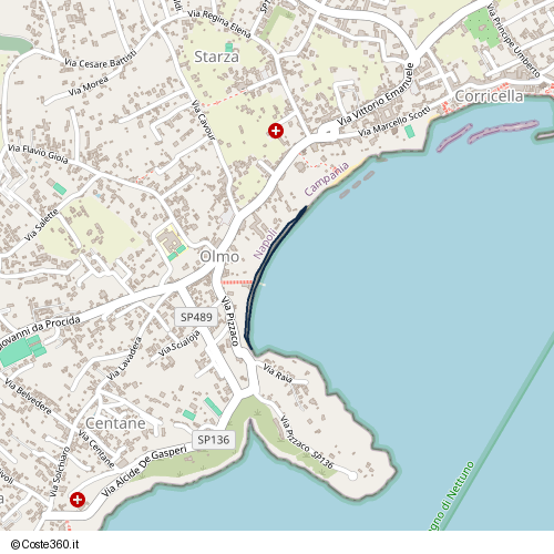 Posizione della spiaggia Spiaggia nei pressi di Via Vittorio Emanuele, Olmo, Procida, 80079