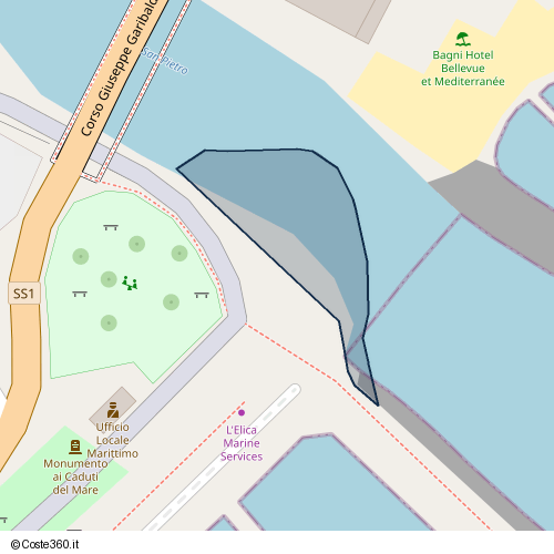 Posizione della spiaggia Spiaggia nei pressi di Diano Calderina, 18013