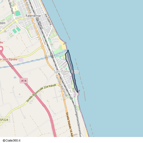 Posizione della spiaggia Spiaggia nei pressi di Via Vittorio Bachelet, San Tommaso - Tre Archi, Fermo, 63821