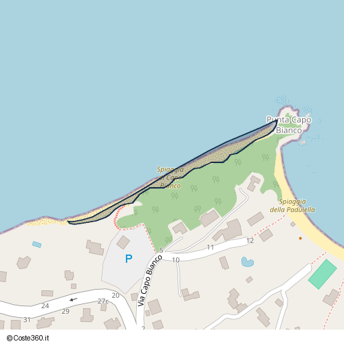 Posizione della spiaggia Spiaggia nei pressi di Via Capo Bianco, Portoferraio, 57037