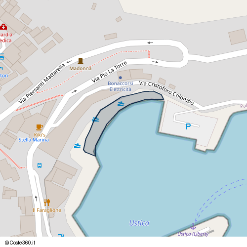 Posizione della spiaggia Spiaggia nei pressi di Via Pio La Torre, Ustica, 90051