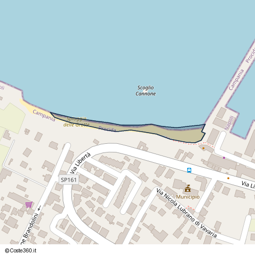 Posizione della spiaggia Spiaggia nei pressi di Via Libertà, Starza, Procida, 80079