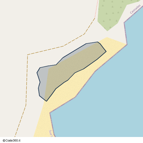 Posizione della spiaggia Spiaggia nei pressi di Strada Provinciale 18, Olia Speciosa, 09040
