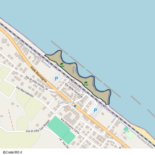 Posizione della spiaggia Spiaggia nei pressi di Via delle Paranze, Fano, 61032