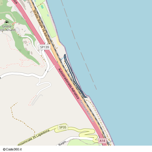 Posizione della spiaggia Spiaggia nei pressi di Strada Statale 16 Adriatica, Fermo, 63824