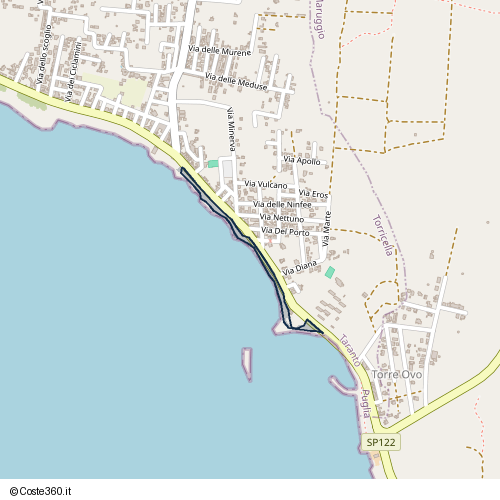 Posizione della spiaggia Spiaggia nei pressi di SP122, Torricella