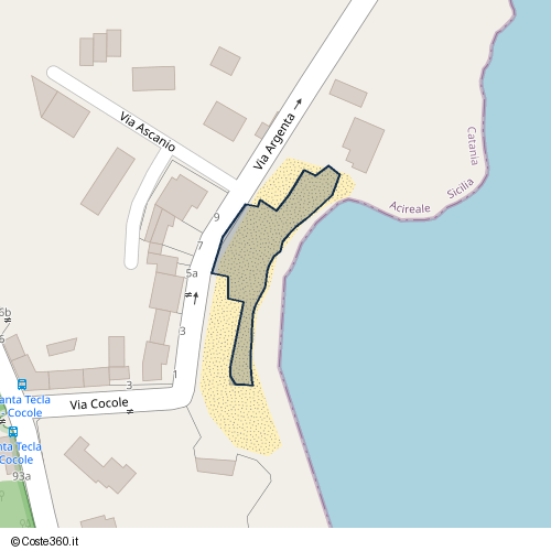 Posizione della spiaggia Spiaggia nei pressi di Via Argenta 9, Acireale, 95024