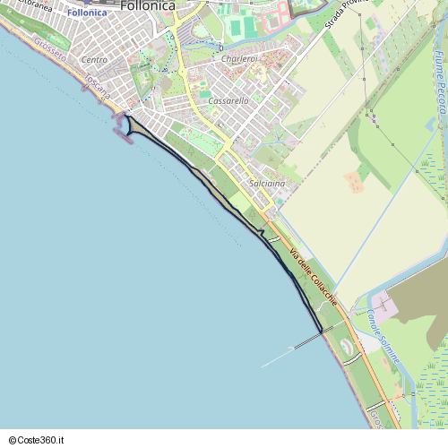 Posizione della spiaggia Spiaggia nei pressi di Via delle Collacchie 47, Follonica, 58022