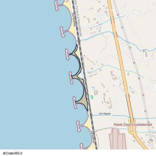 Posizione della spiaggia Spiaggia nei pressi di Via Arenile, Paola, 87038