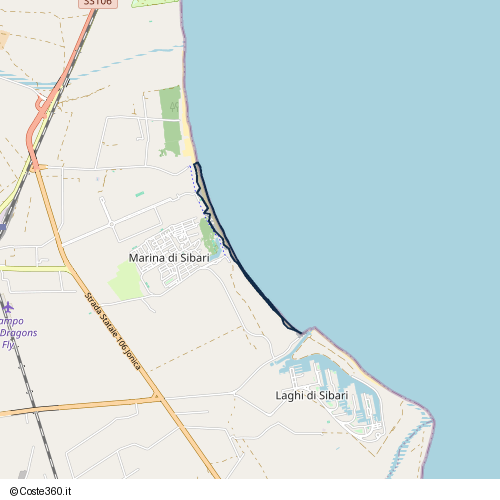 Posizione della spiaggia Spiaggia nei pressi di Via delle Ninfe, Cassano all'Ionio