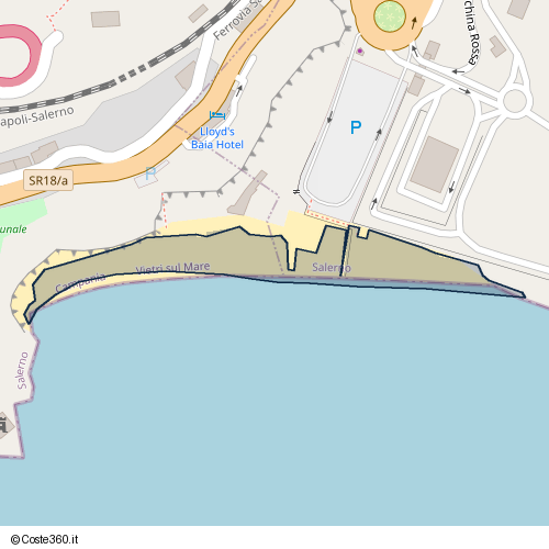 Posizione della spiaggia Spiaggia nei pressi di Via Benedetto Croce, Salerno, 84121