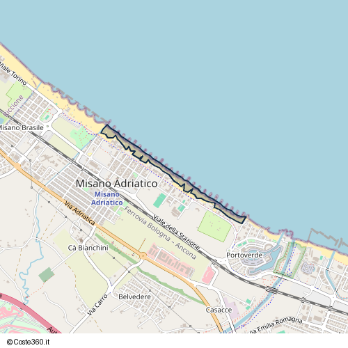 Posizione della spiaggia Spiaggia nei pressi di Via Litoranea Sud 29, Misano Adriatico, 47046