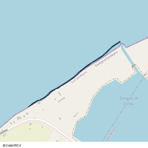 Posizione della spiaggia Spiaggia nei pressi di Strada Su Pranu, Câdesédda/Calasetta, 09017