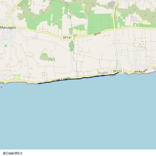 Posizione della spiaggia Spiaggia nei pressi di Via per S. Pietro, Campomarino di Maruggio